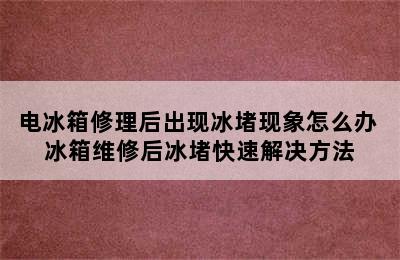 电冰箱修理后出现冰堵现象怎么办 冰箱维修后冰堵快速解决方法